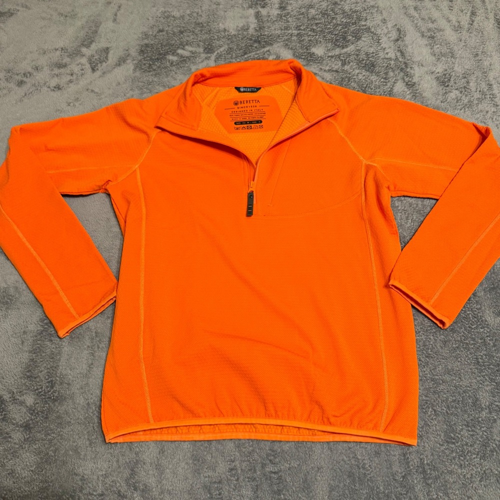 Beretta Orange 1/4 Zip Pullover Shooting Hunting Fleece Men's Size S‎